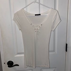 White lace up top